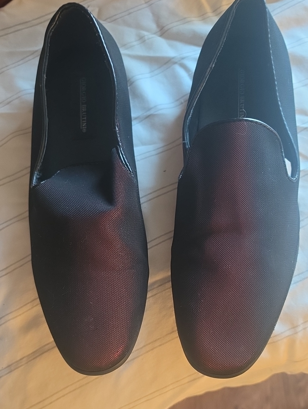 Giorgio Brutini Black with Burgundy Sheen Slip-On Loafers